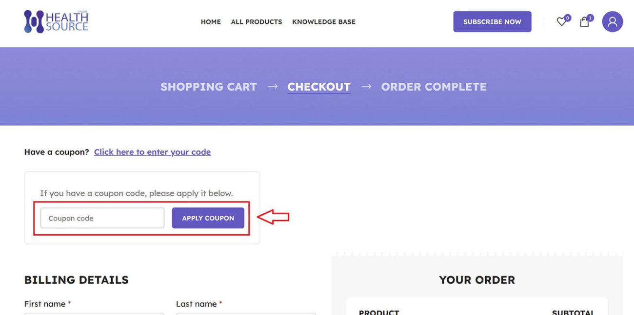 How to apply coupon code in the checkout page